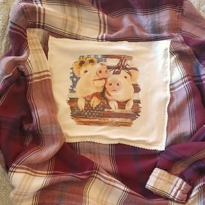 Upcycled soft flannel shirt for women